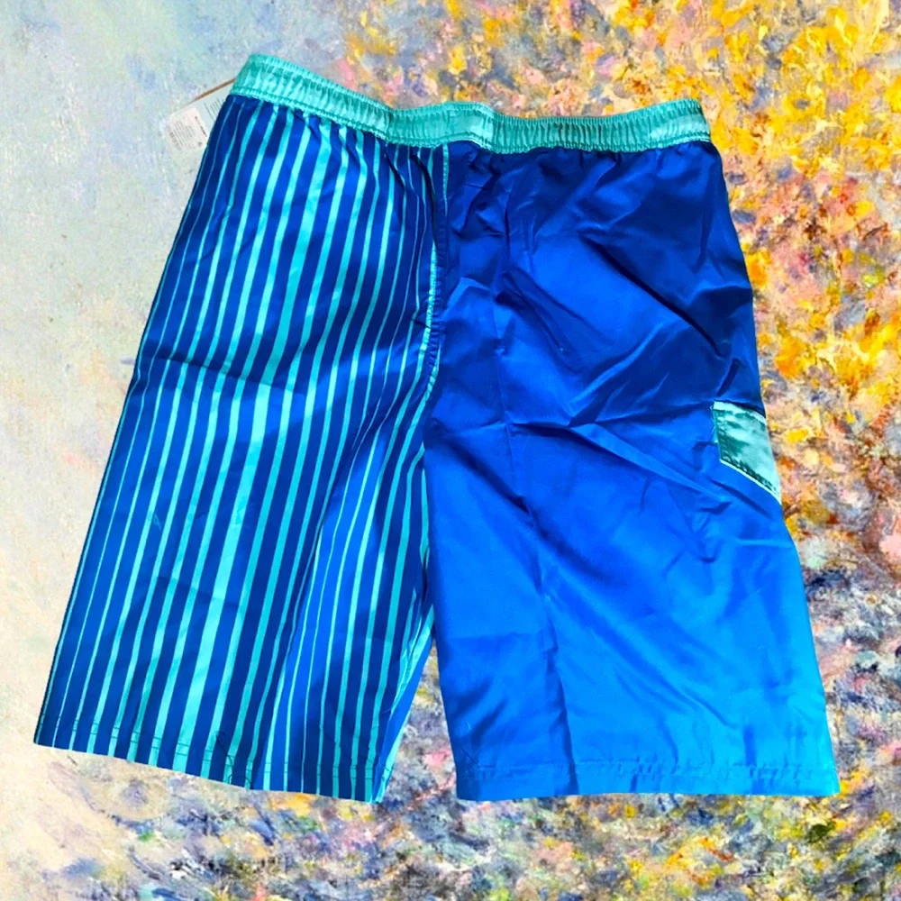 Blue Striped Swim trunks Husky XL by Cat & Jack Retro Beach Vacay Summer Pool